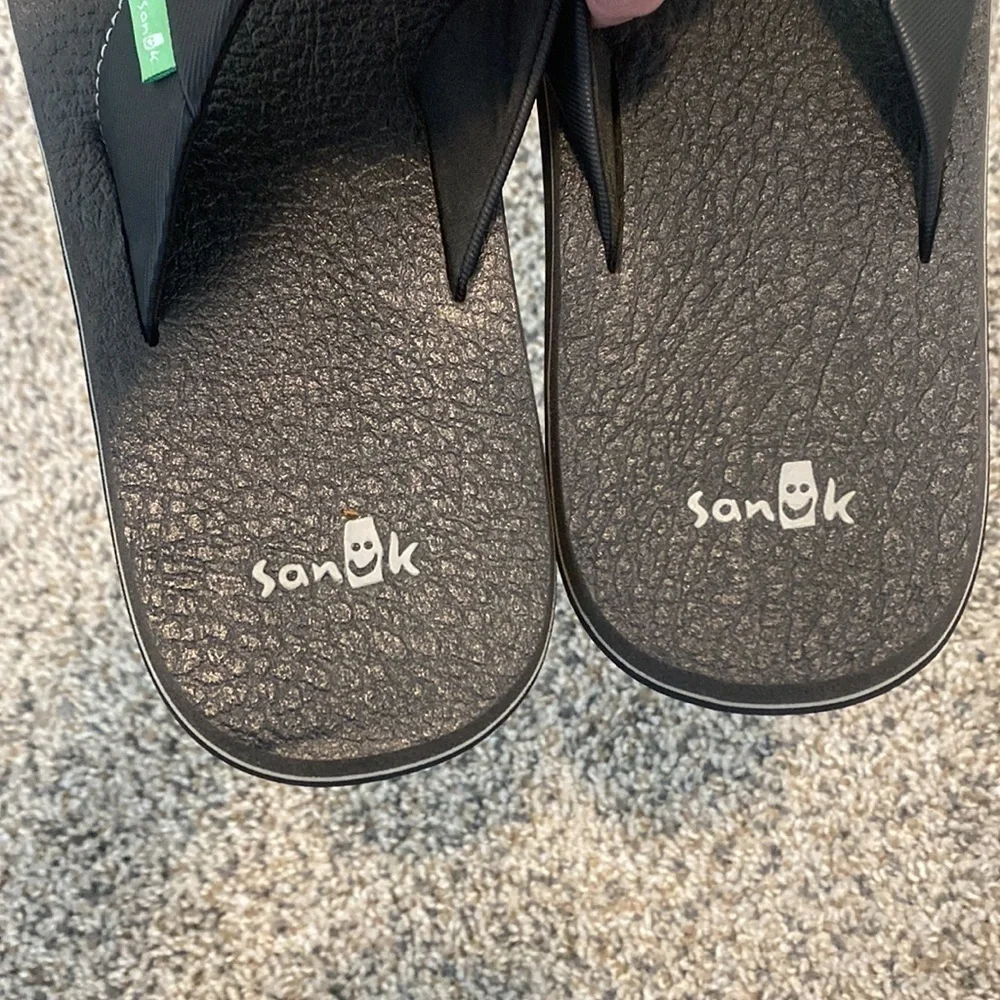 Sanuk Beer Cozy Yoga Thong Flip Flop Sandals Black Casual Comfort 9
